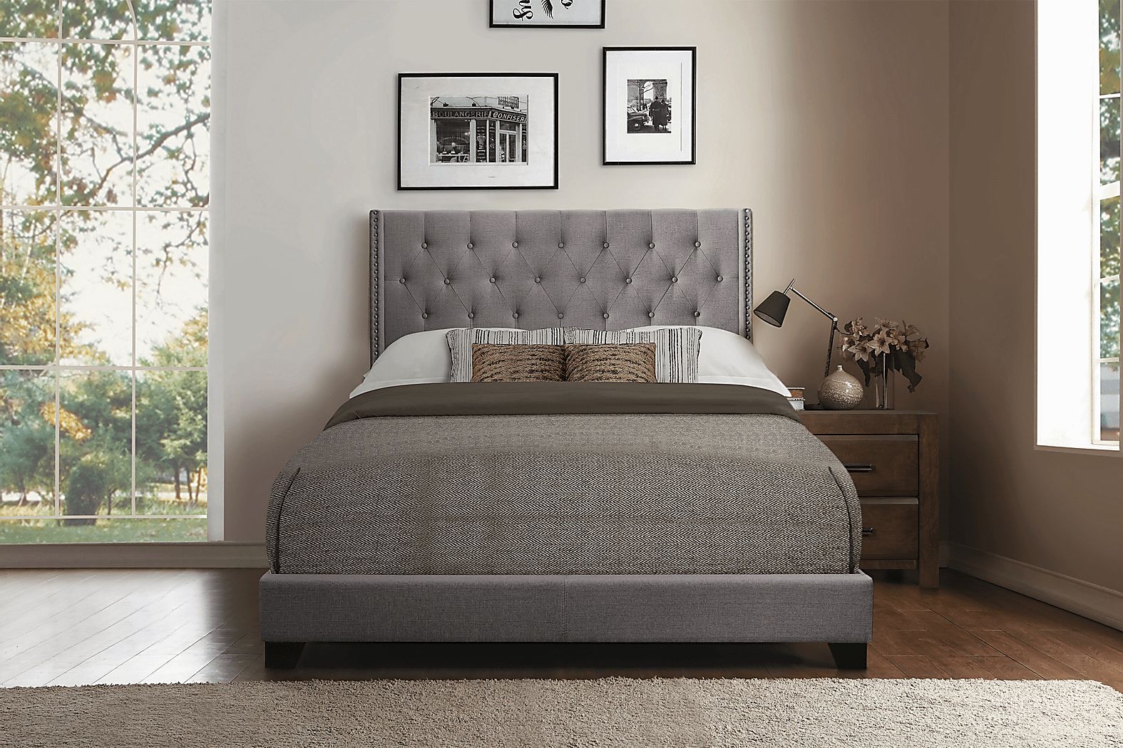 Rooms To Go Galewood Gray Queen Upholstered Bed